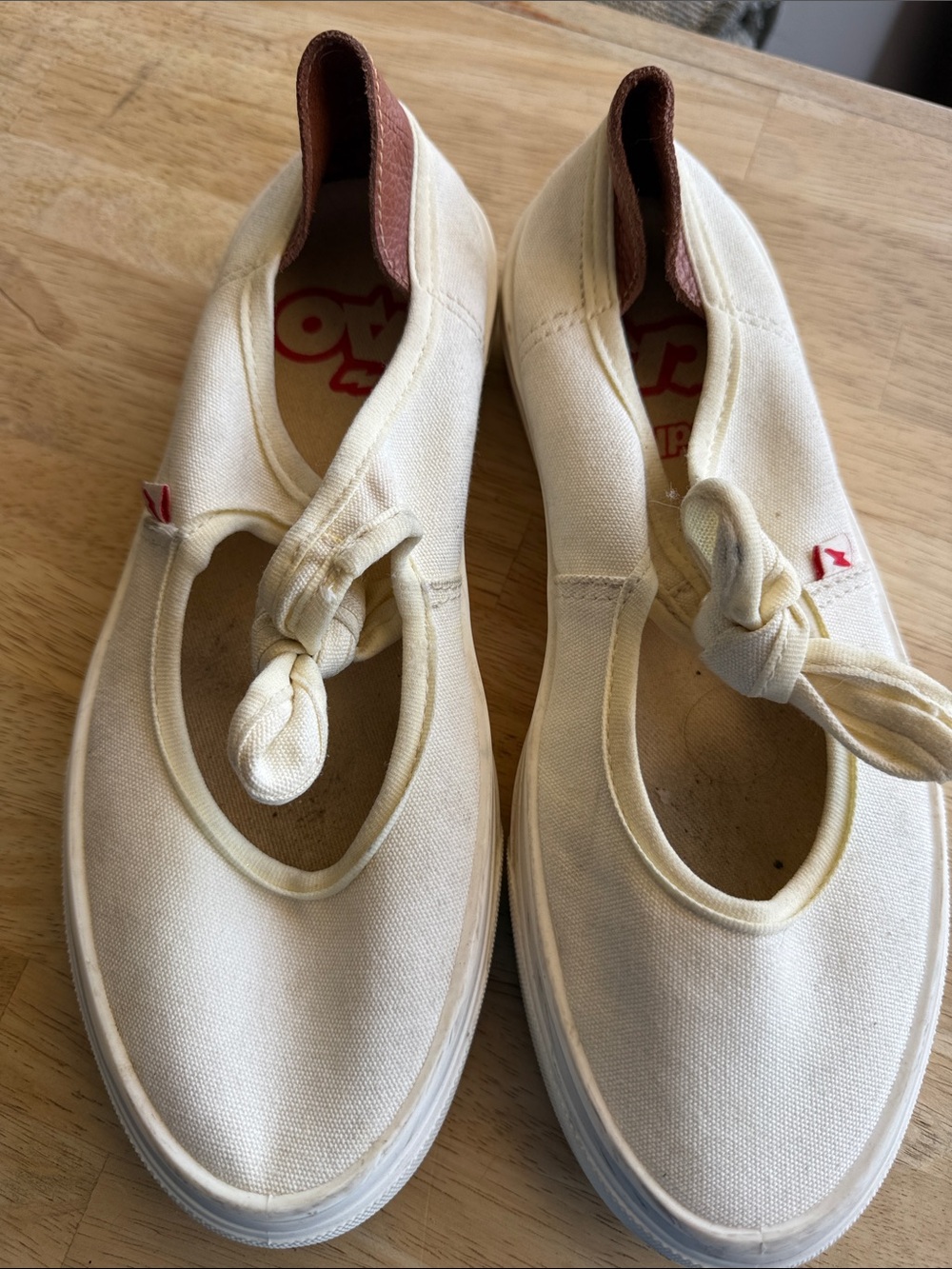 Canvas Knot Slip-On Sneakers in Cream size 38